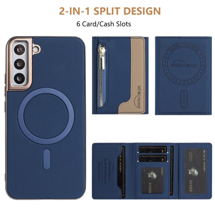 For Samsung Galaxy S24+ 5G Zipper Horizontal Magnetic Card Bag RFID MagSafe Phone Case