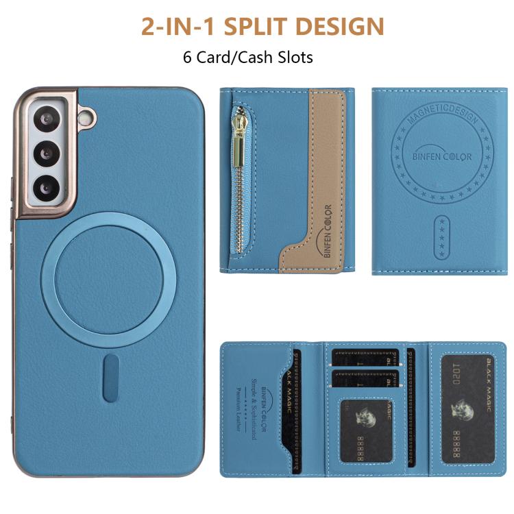 For Samsung Galaxy S24 5G Zipper Horizontal Magnetic Card Bag RFID MagSafe Phone Case