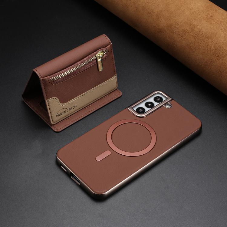 For Samsung Galaxy S24 5G Zipper Horizontal Magnetic Card Bag RFID MagSafe Phone Case