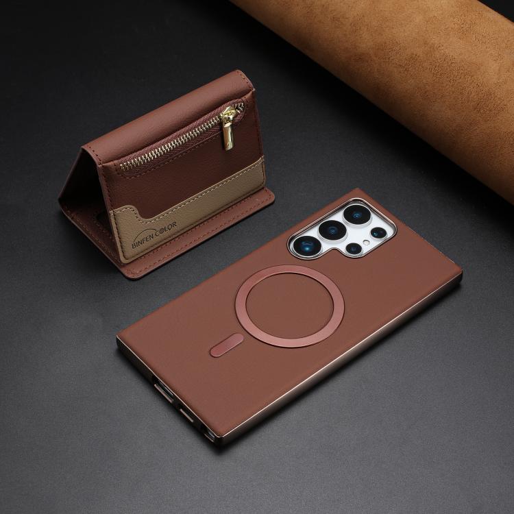 For Samsung Galaxy S23 Ultra 5G Zipper Horizontal Magnetic Card Bag RFID MagSafe Phone Case