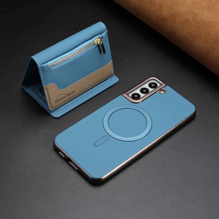 For Samsung Galaxy S23+ 5G Zipper Horizontal Magnetic Card Bag RFID MagSafe Phone Case