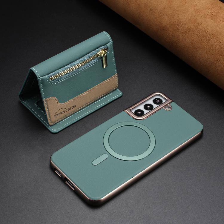 For Samsung Galaxy S23+ 5G Zipper Horizontal Magnetic Card Bag RFID MagSafe Phone Case