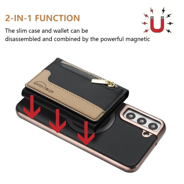 For Samsung Galaxy S23+ 5G Zipper Horizontal Magnetic Card Bag RFID MagSafe Phone Case