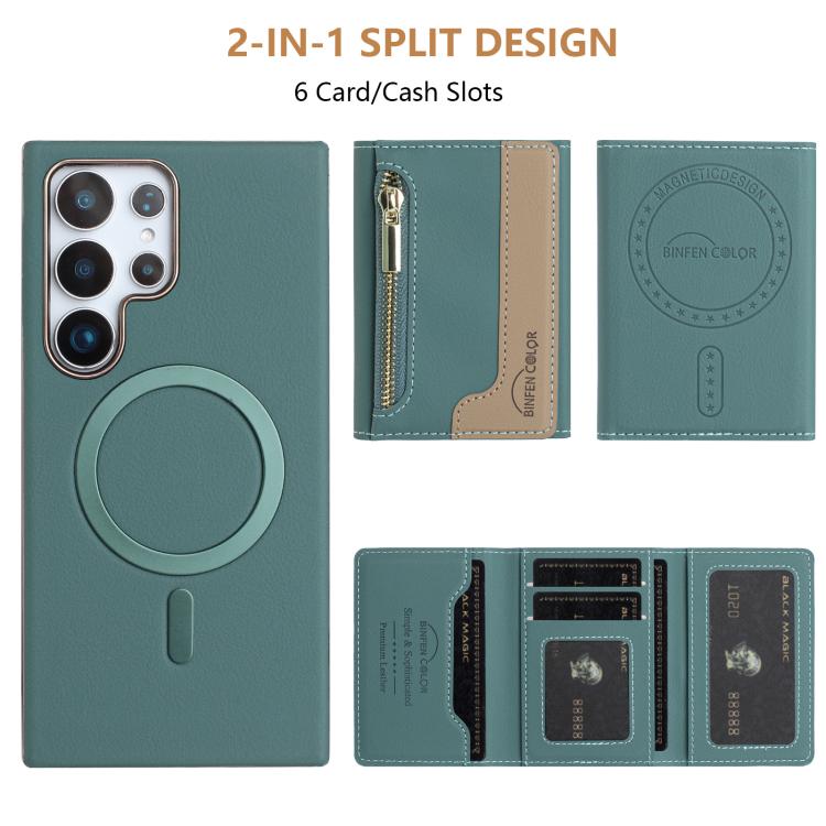For Samsung Galaxy S22 Ultra 5G Zipper Horizontal Magnetic Card Bag RFID MagSafe Phone Case