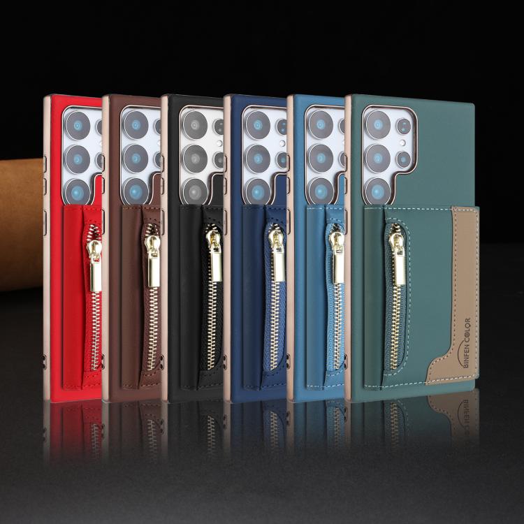 For Samsung Galaxy S22 Ultra 5G Zipper Horizontal Magnetic Card Bag RFID MagSafe Phone Case