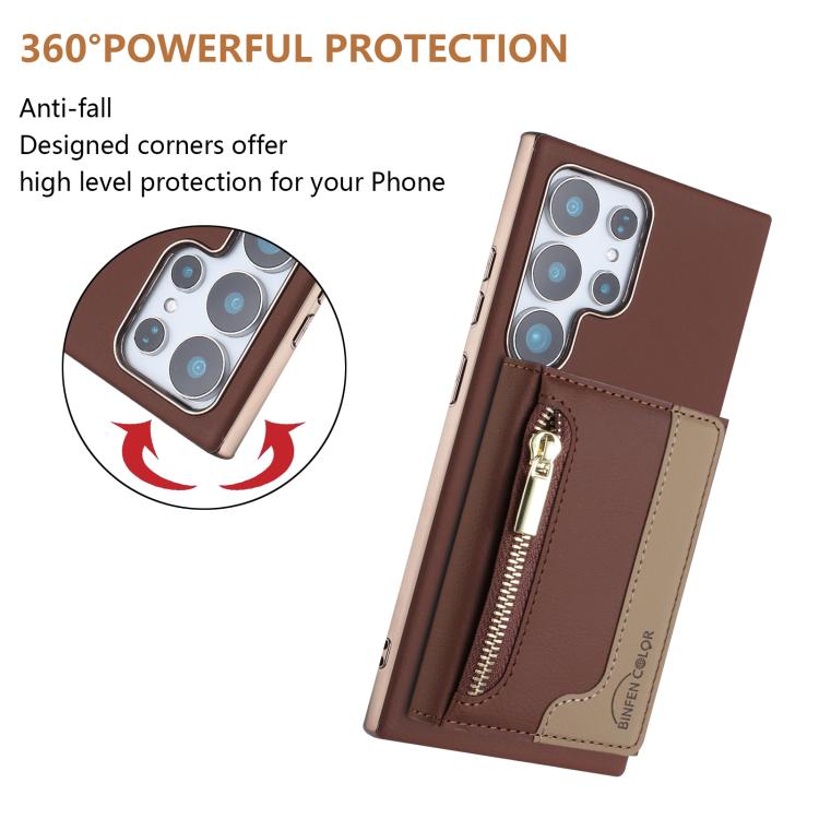 For Samsung Galaxy S22 Ultra 5G Zipper Horizontal Magnetic Card Bag RFID MagSafe Phone Case
