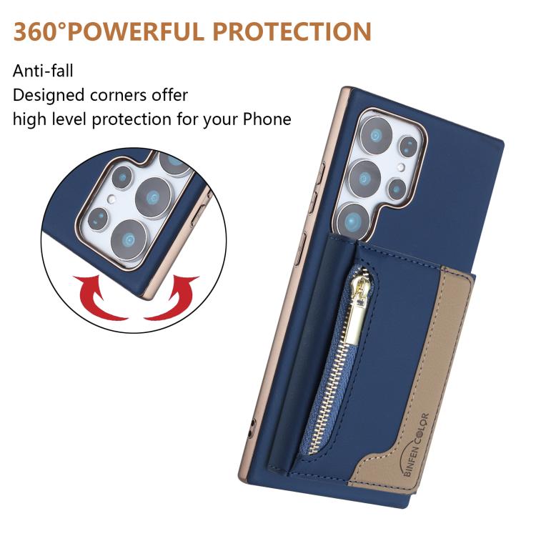 For Samsung Galaxy S22 Ultra 5G Zipper Horizontal Magnetic Card Bag RFID MagSafe Phone Case
