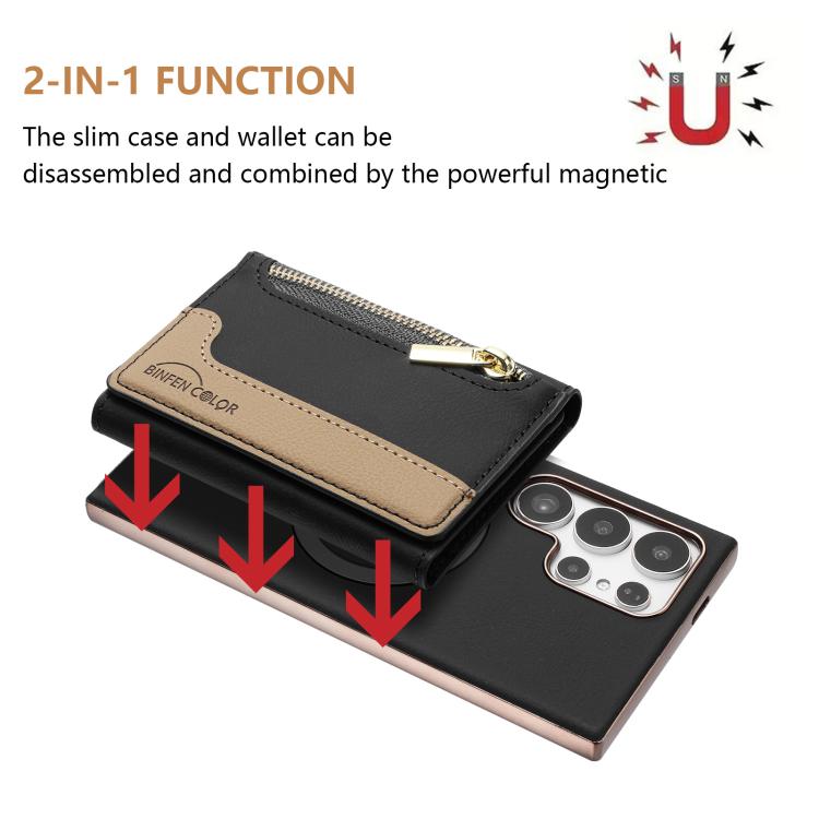 For Samsung Galaxy S22 Ultra 5G Zipper Horizontal Magnetic Card Bag RFID MagSafe Phone Case