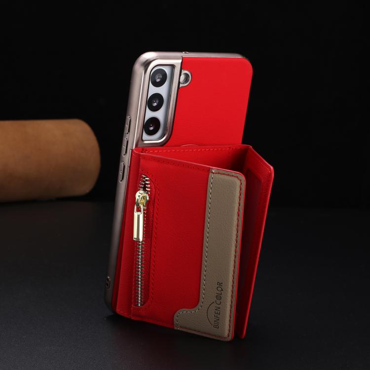 For Samsung Galaxy S21 5G Zipper Horizontal Magnetic Card Bag RFID MagSafe Phone Case