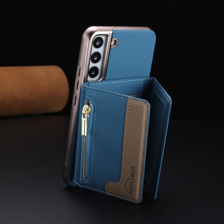 For Samsung Galaxy S21 5G Zipper Horizontal Magnetic Card Bag RFID MagSafe Phone Case