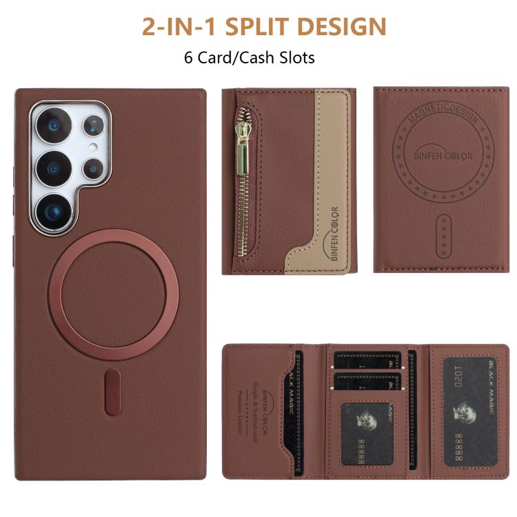 For Samsung Galaxy S21 Ultra 5G Zipper Horizontal Magnetic Card Bag RFID MagSafe Phone Case
