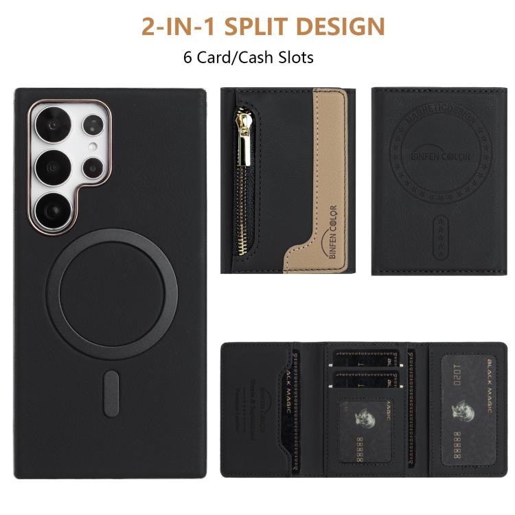 For Samsung Galaxy S21 Ultra 5G Zipper Horizontal Magnetic Card Bag RFID MagSafe Phone Case