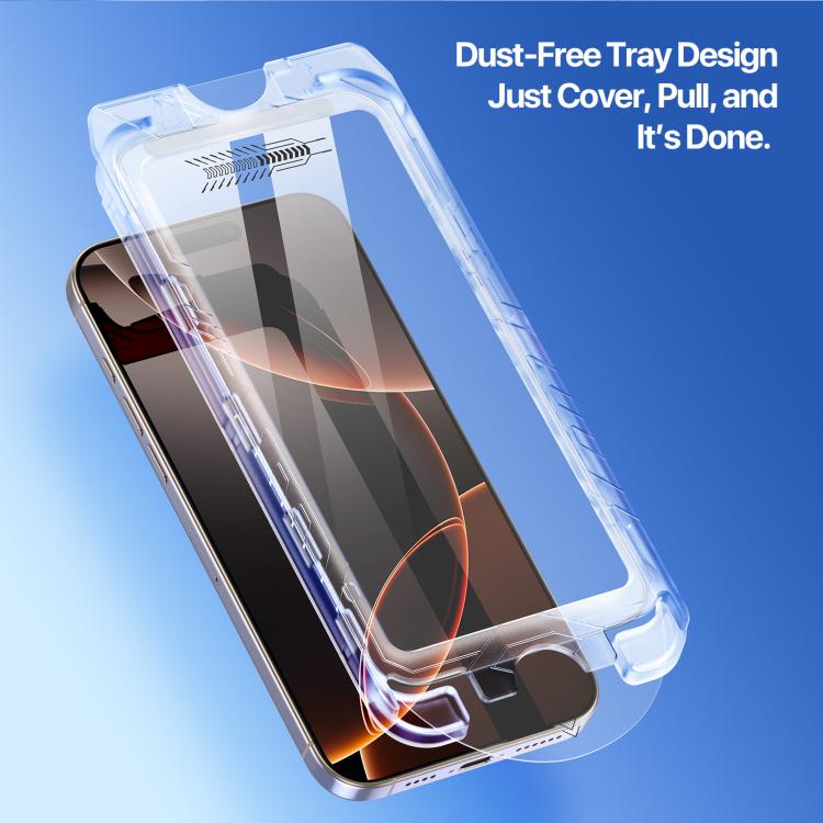 For iPhone 16 Pro DUX DUCIS Roga Series 2.5D HD Fully Transparent Tempered Screen Protector with Dust Removal Quick-Attach Box