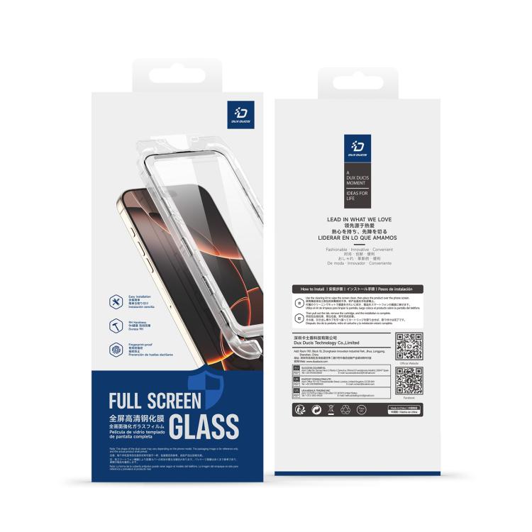 For iPhone 16 Pro DUX DUCIS Roga Series 2.5D HD Fully Transparent Tempered Screen Protector with Dust Removal Quick-Attach Box