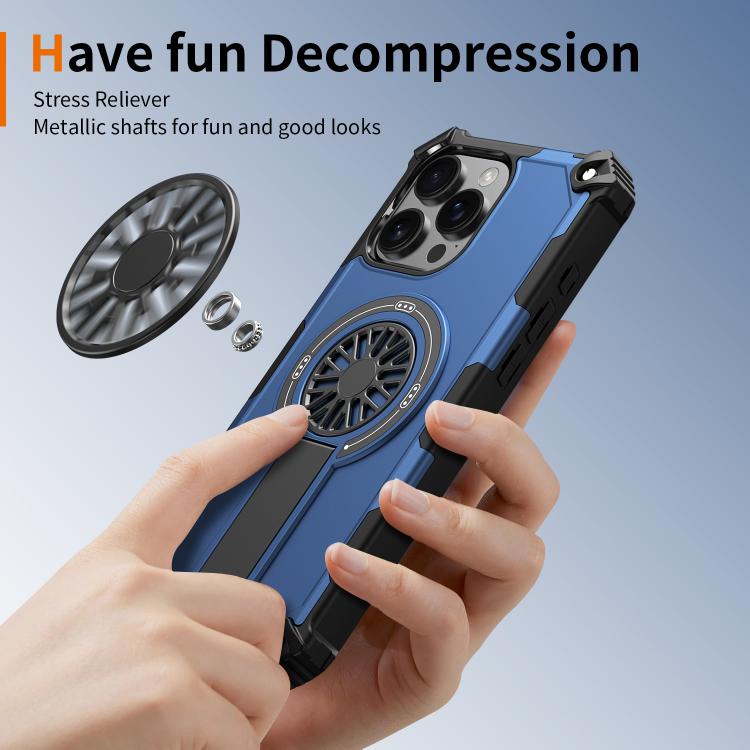 For iPhone 16 Pro Max Shockproof Kickstand Metallic Shaft MagSafe Phone Case