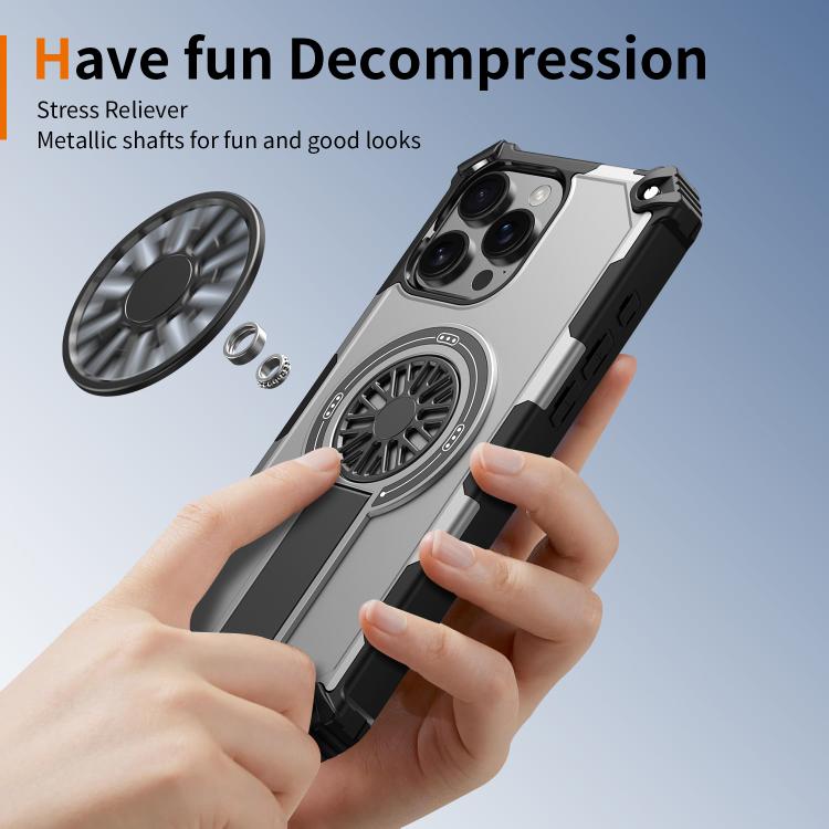 For iPhone 16 Pro Max Shockproof Kickstand Metallic Shaft MagSafe Phone Case