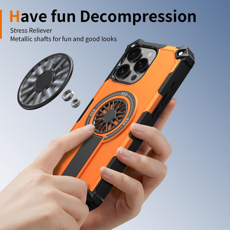 For iPhone 16 Pro Max Shockproof Kickstand Metallic Shaft MagSafe Phone Case