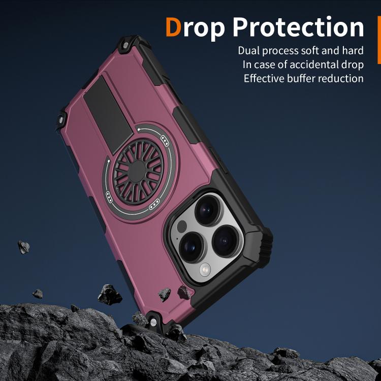 For iPhone 16 Pro Max Shockproof Kickstand Metallic Shaft MagSafe Phone Case