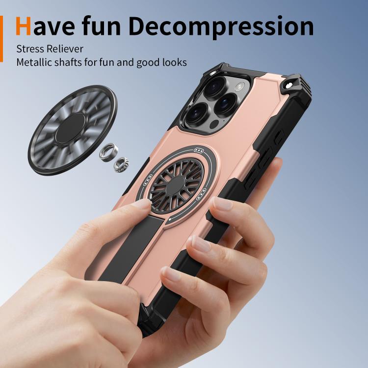 For iPhone 16 Pro Max Shockproof Kickstand Metallic Shaft MagSafe Phone Case