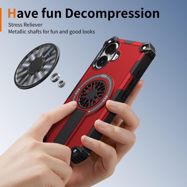 For iPhone 16 Plus Shockproof Kickstand Metallic Shaft MagSafe Phone Case