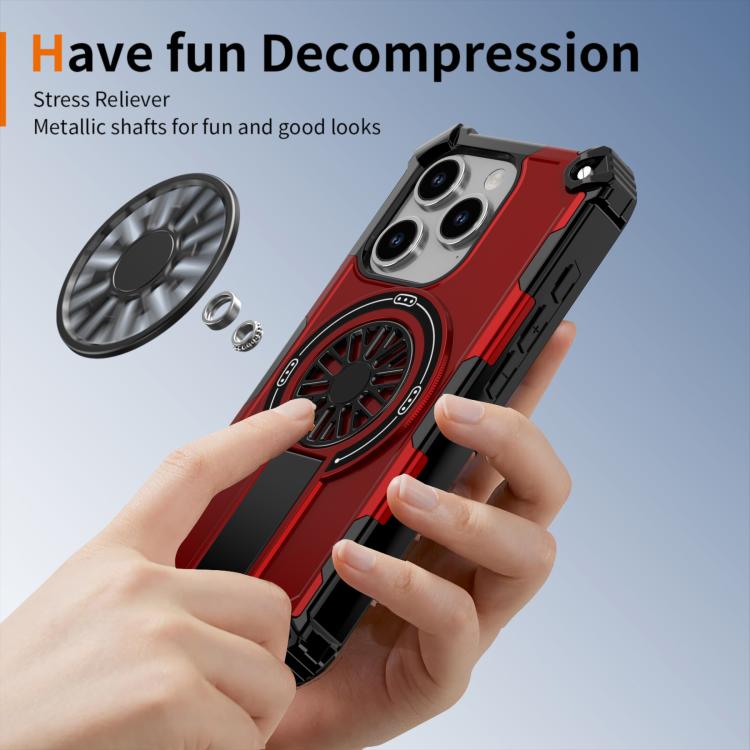 For iPhone 15 Pro Max Shockproof Kickstand Metallic Shaft MagSafe Phone Case