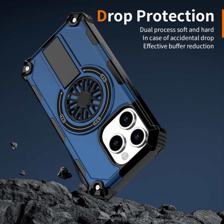 For iPhone 15 Pro Max Shockproof Kickstand Metallic Shaft MagSafe Phone Case