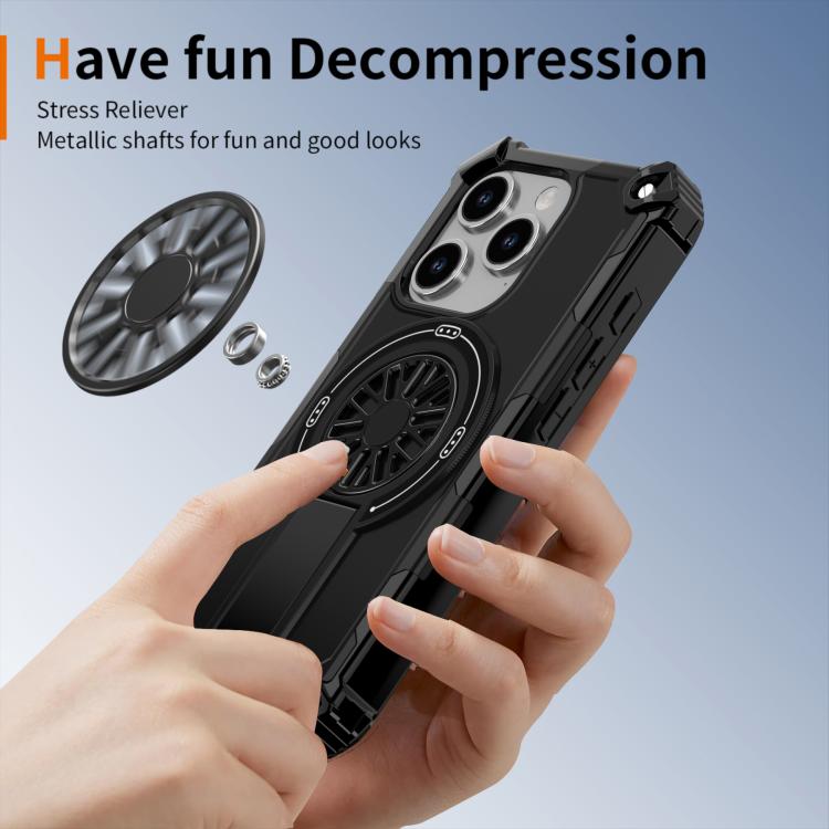 For iPhone 15 Pro Max Shockproof Kickstand Metallic Shaft MagSafe Phone Case