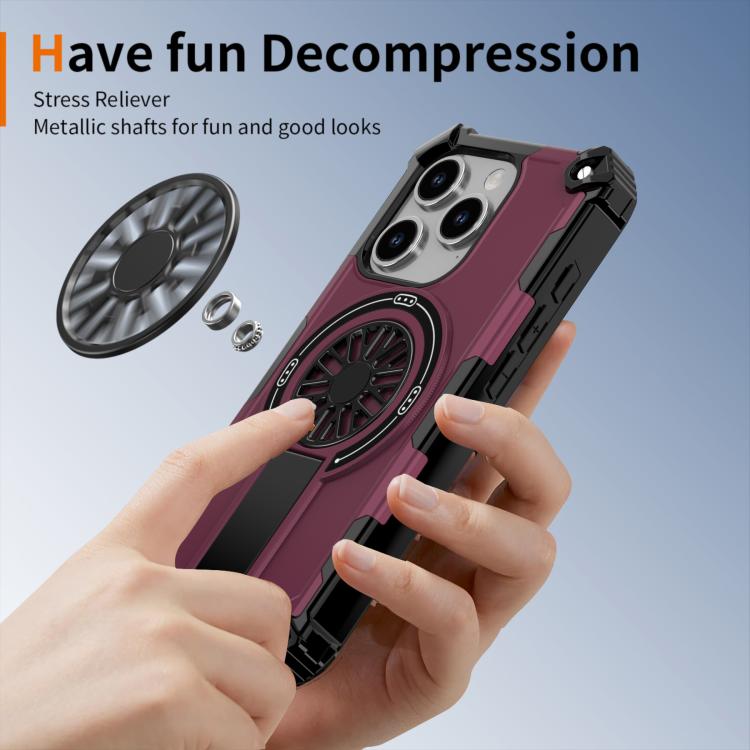 For iPhone 15 Pro Max Shockproof Kickstand Metallic Shaft MagSafe Phone Case