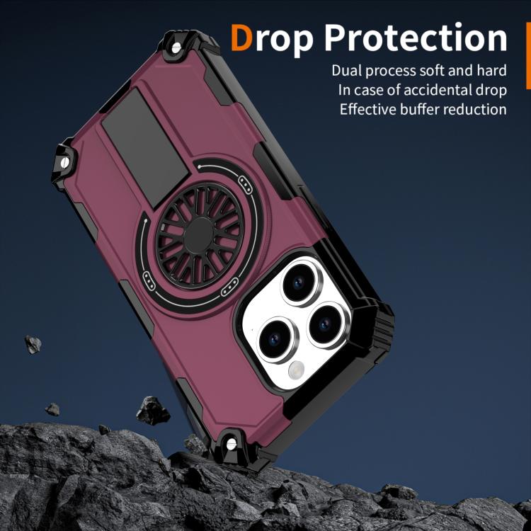For iPhone 15 Pro Max Shockproof Kickstand Metallic Shaft MagSafe Phone Case