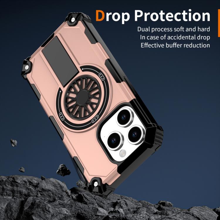 For iPhone 15 Pro Max Shockproof Kickstand Metallic Shaft MagSafe Phone Case