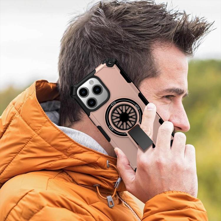 For iPhone 15 Pro Max Shockproof Kickstand Metallic Shaft MagSafe Phone Case