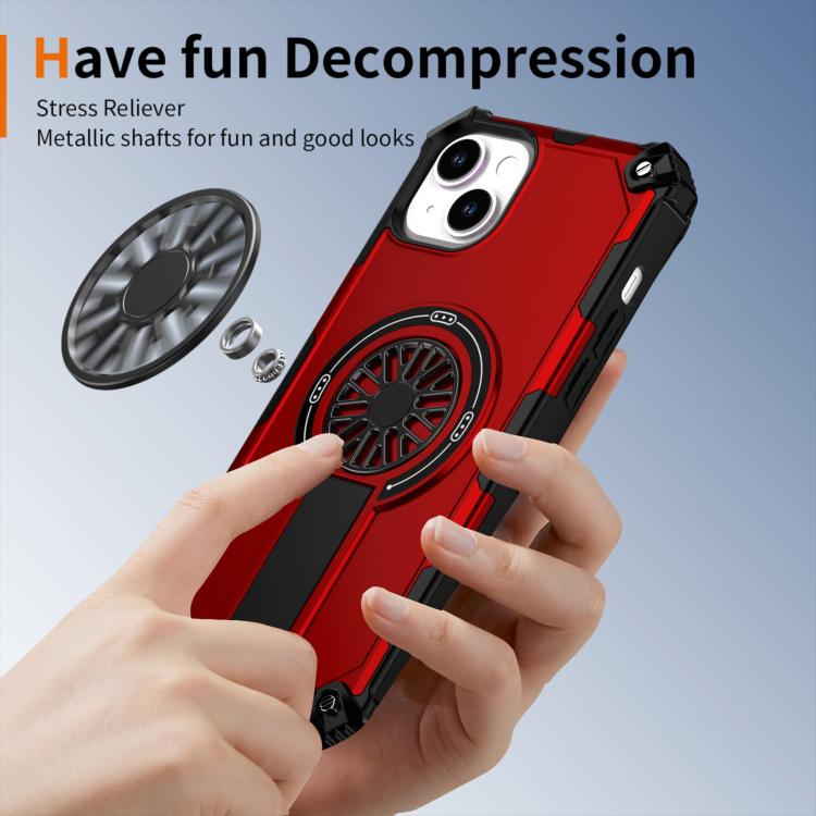 For iPhone 14 Plus Shockproof Kickstand Metallic Shaft MagSafe Phone Case