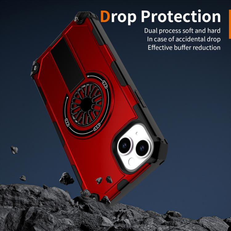 For iPhone 14 Plus Shockproof Kickstand Metallic Shaft MagSafe Phone Case