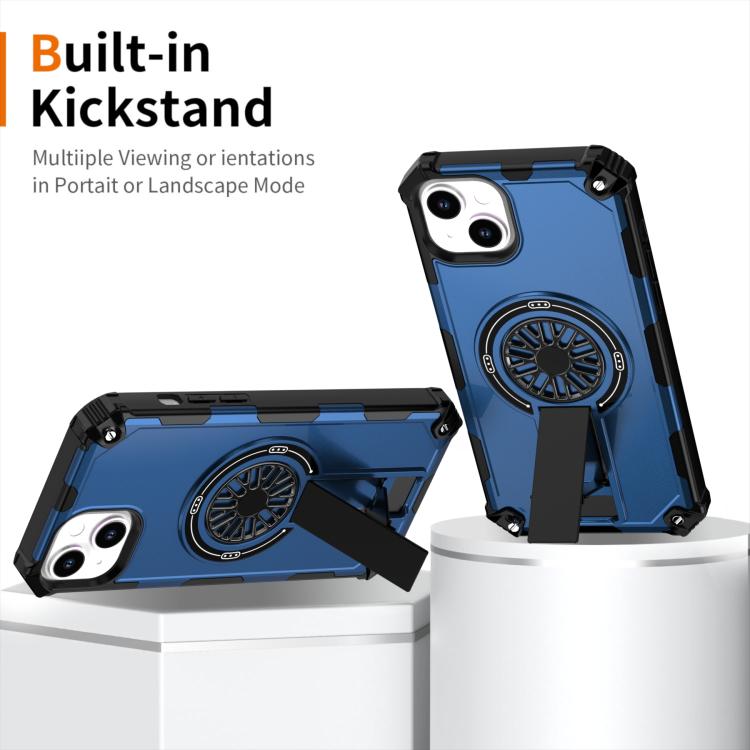 For iPhone 14 Plus Shockproof Kickstand Metallic Shaft MagSafe Phone Case