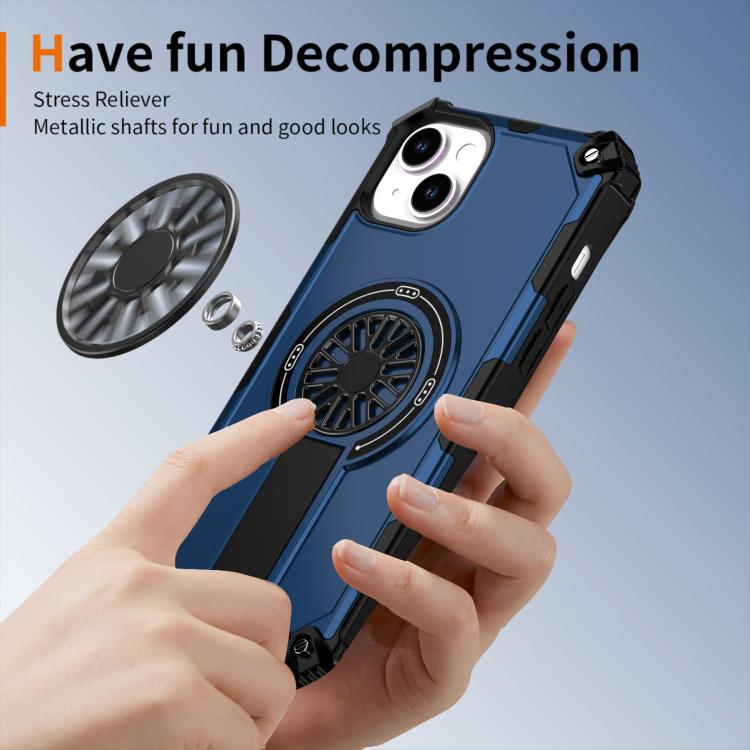 For iPhone 14 Plus Shockproof Kickstand Metallic Shaft MagSafe Phone Case