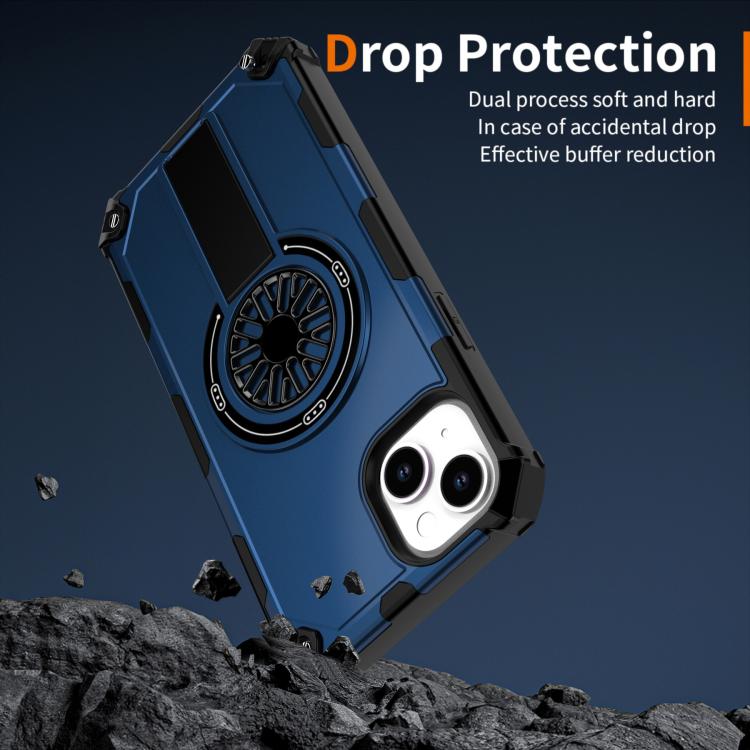 For iPhone 14 Plus Shockproof Kickstand Metallic Shaft MagSafe Phone Case