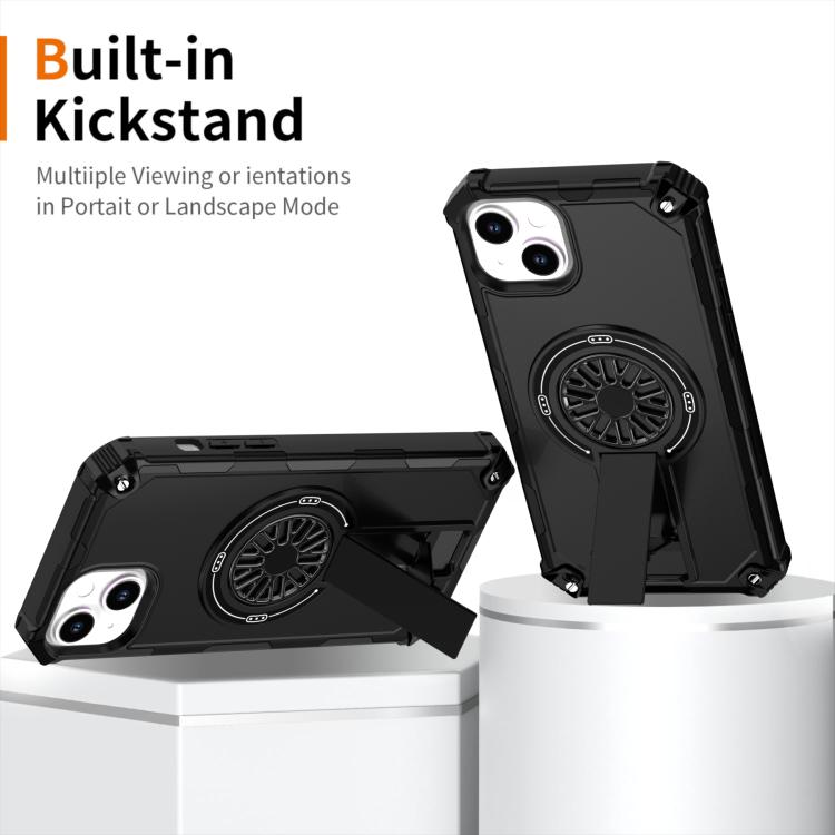 For iPhone 14 Plus Shockproof Kickstand Metallic Shaft MagSafe Phone Case