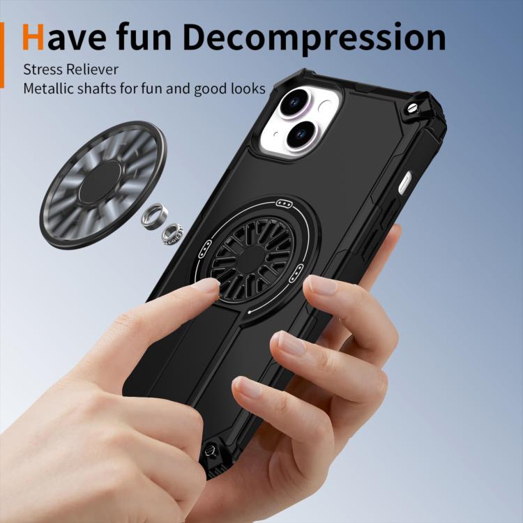 For iPhone 14 Plus Shockproof Kickstand Metallic Shaft MagSafe Phone Case