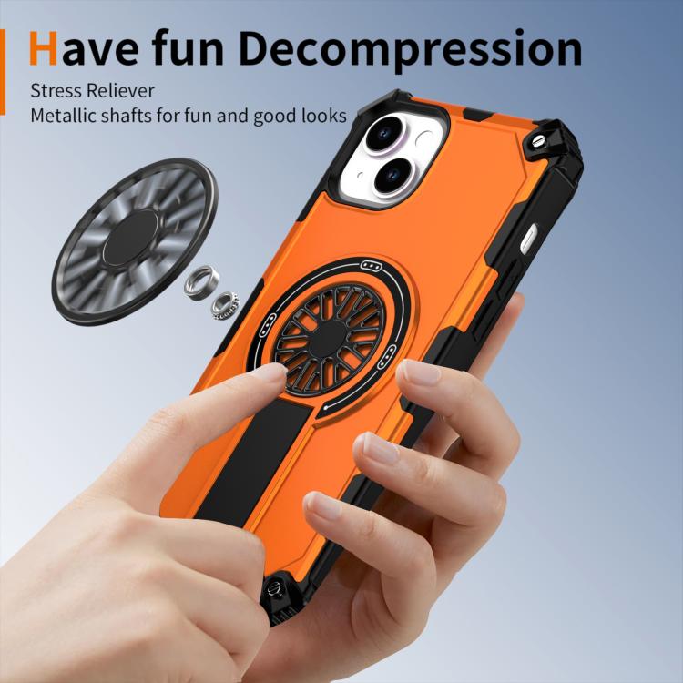 For iPhone 14 Plus Shockproof Kickstand Metallic Shaft MagSafe Phone Case
