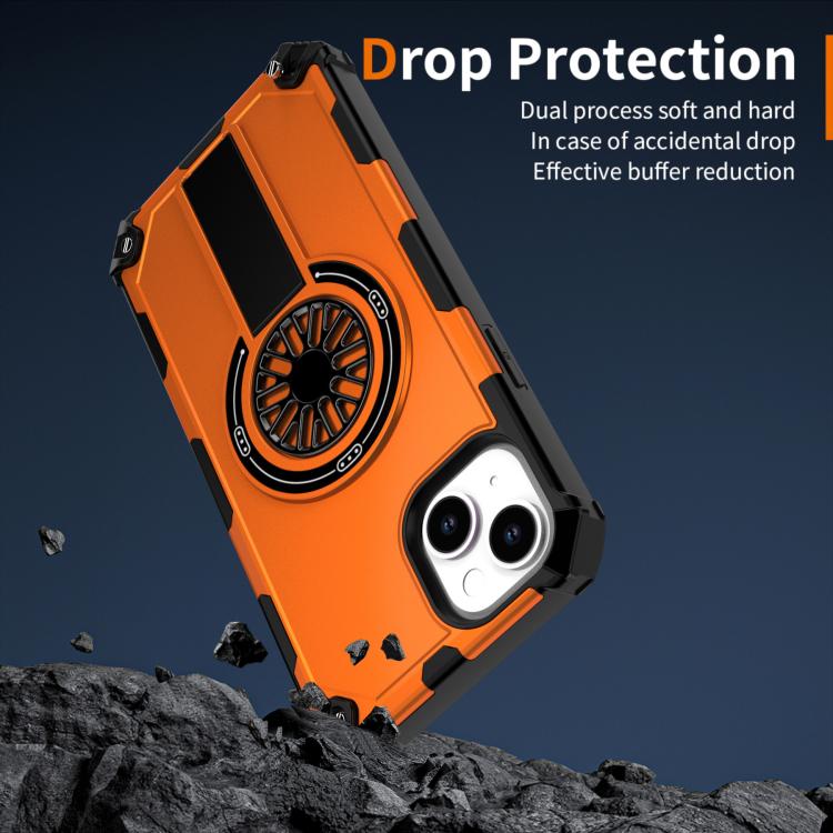 For iPhone 14 Plus Shockproof Kickstand Metallic Shaft MagSafe Phone Case
