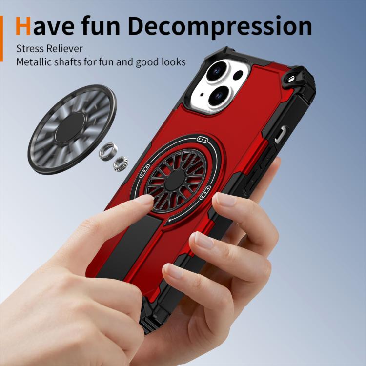 For iPhone 14 Shockproof Kickstand Metallic Shaft MagSafe Phone Case