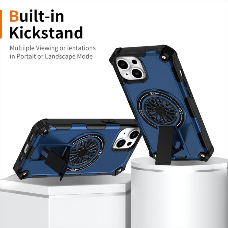 For iPhone 14 Shockproof Kickstand Metallic Shaft MagSafe Phone Case