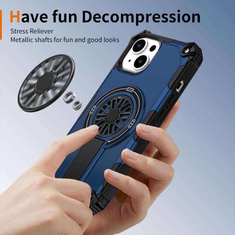 For iPhone 14 Shockproof Kickstand Metallic Shaft MagSafe Phone Case