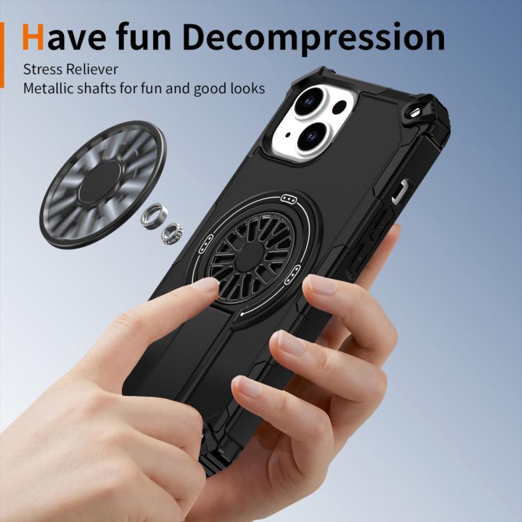 For iPhone 14 Shockproof Kickstand Metallic Shaft MagSafe Phone Case