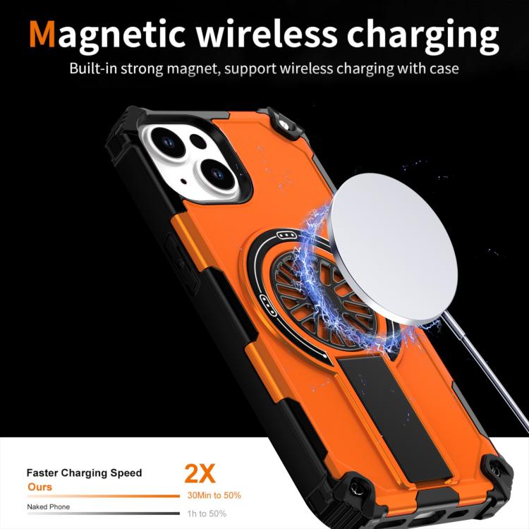 For iPhone 14 Shockproof Kickstand Metallic Shaft MagSafe Phone Case