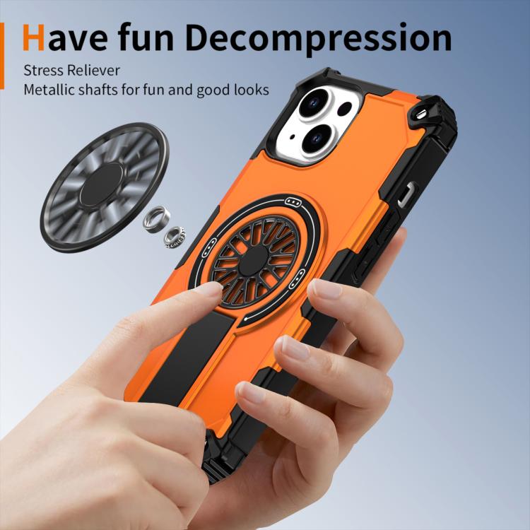For iPhone 14 Shockproof Kickstand Metallic Shaft MagSafe Phone Case