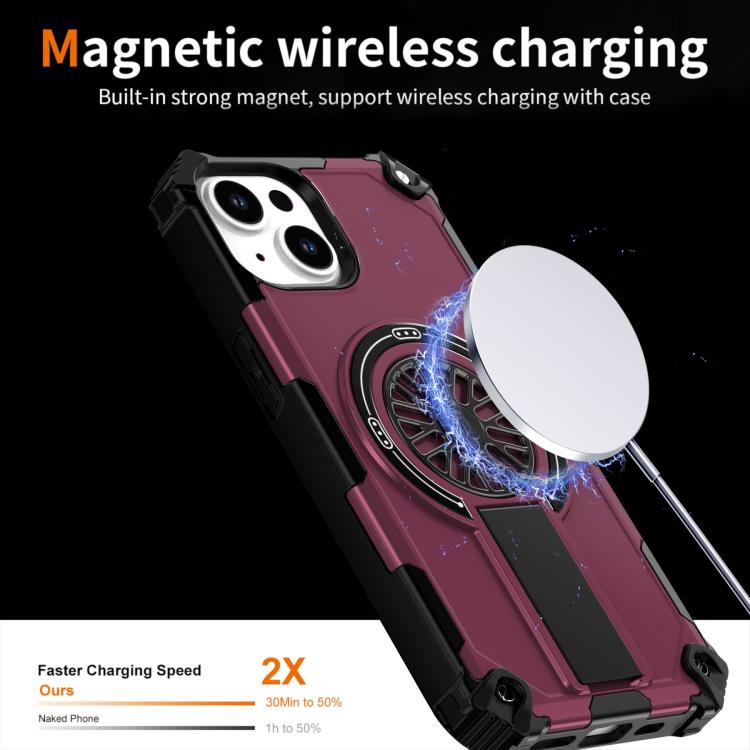 For iPhone 14 Shockproof Kickstand Metallic Shaft MagSafe Phone Case