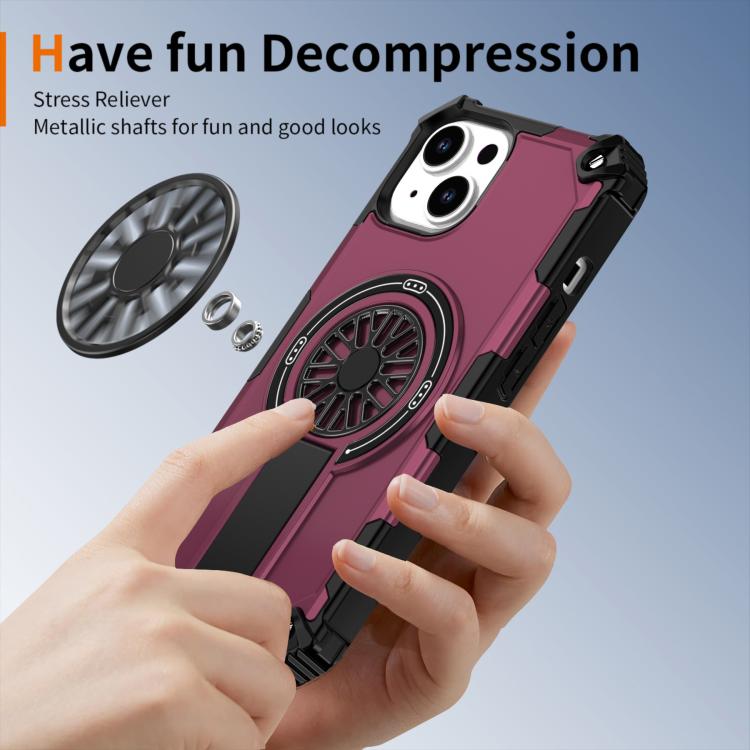 For iPhone 14 Shockproof Kickstand Metallic Shaft MagSafe Phone Case