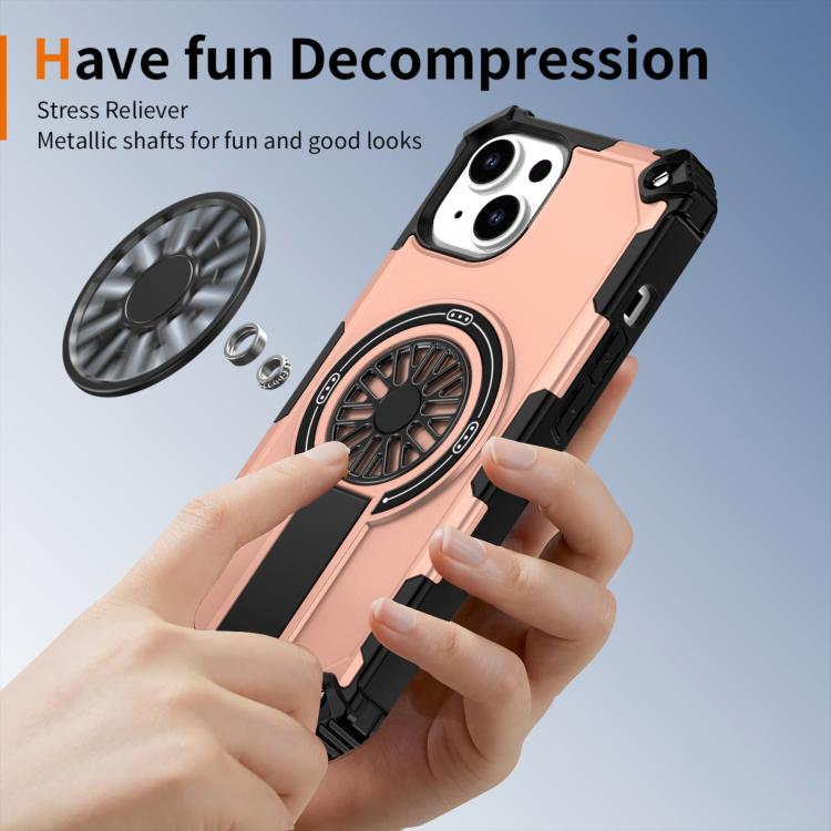 For iPhone 14 Shockproof Kickstand Metallic Shaft MagSafe Phone Case