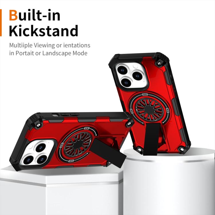 For iPhone 14 Pro Shockproof Kickstand Metallic Shaft MagSafe Phone Case